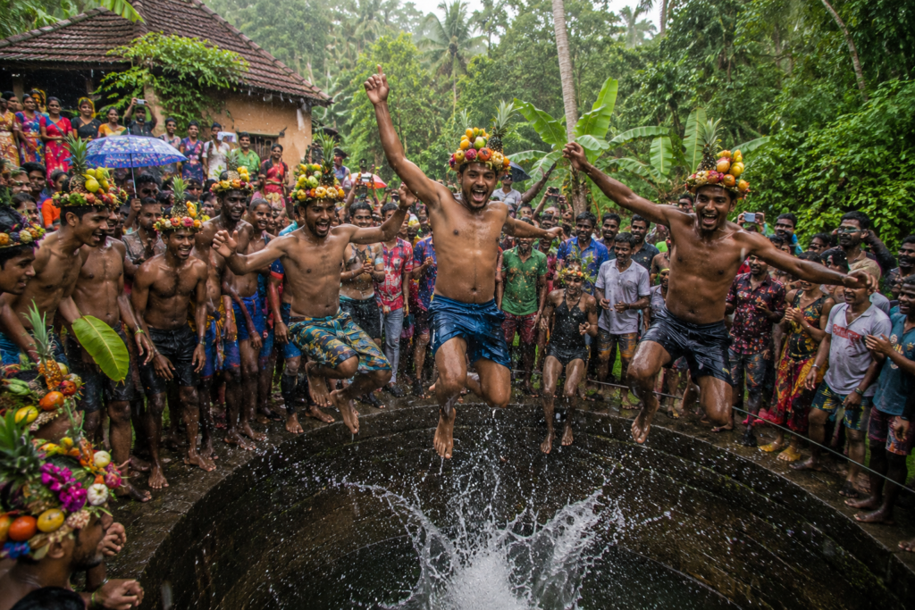 Sao Joao festival Goa fruit crown well jumping monsoon celebration